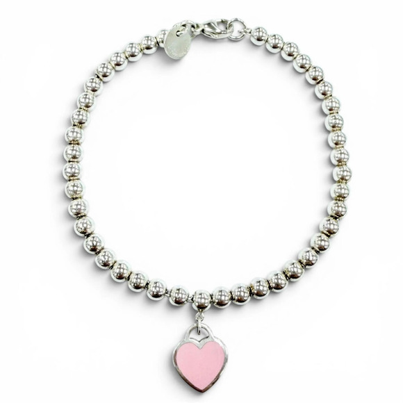 Tiffany & Co. Jewelry - TIFFANY Authentic Pink Heart Charm Bracelet